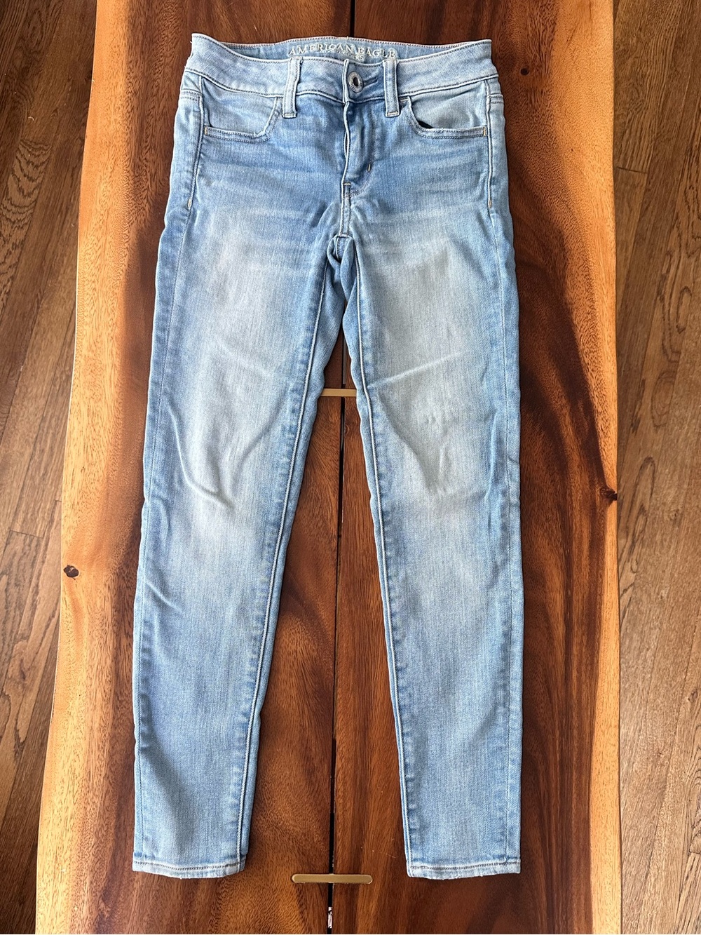 American Eagle Super Super Stretch Light Wash Skinny Jeans 0 Short - Picture 2 of 9
